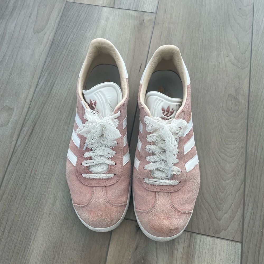 Adidas Pink Suede Gazelle Sneakers with White Stripes